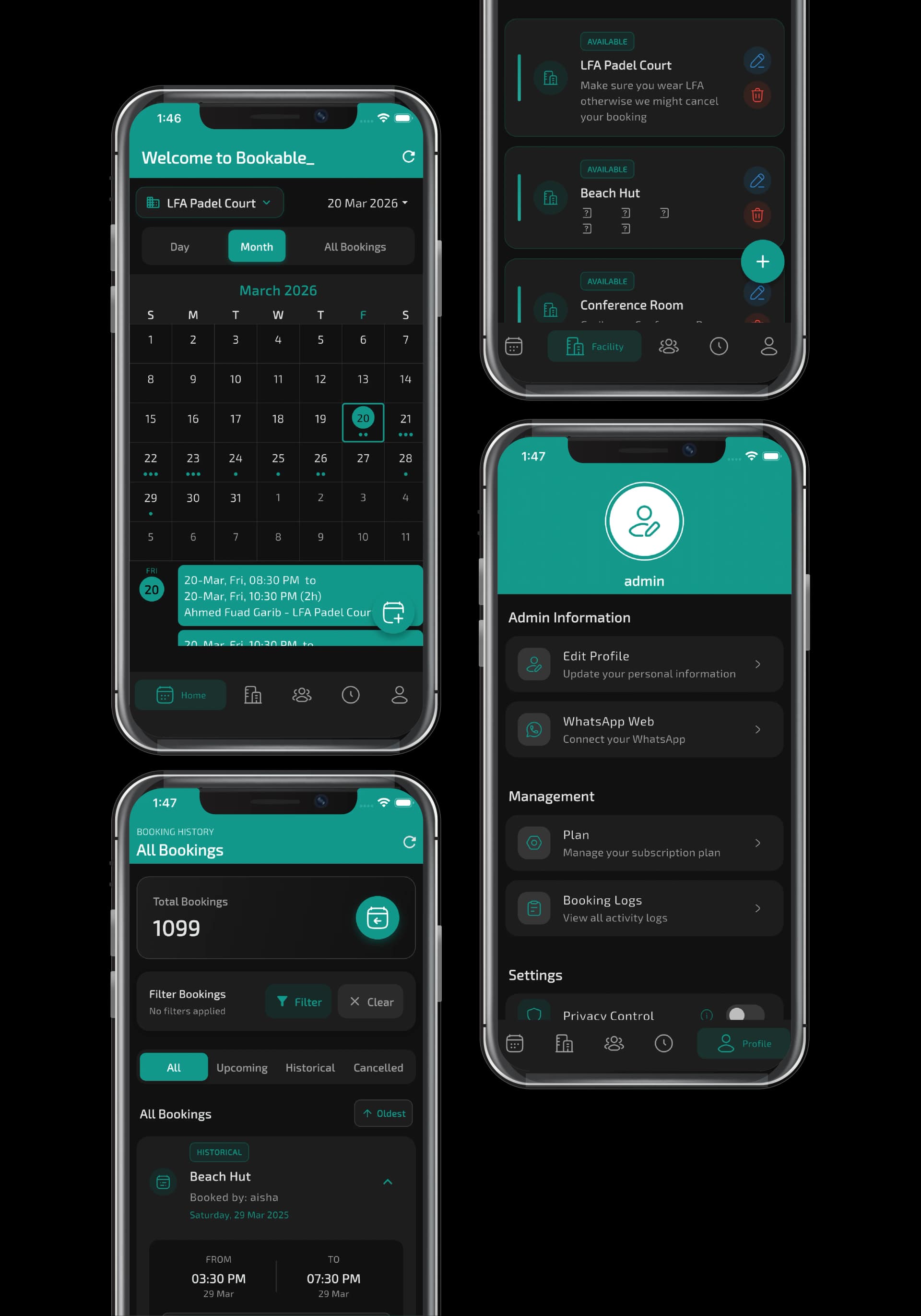 Bookable app — full feature suite