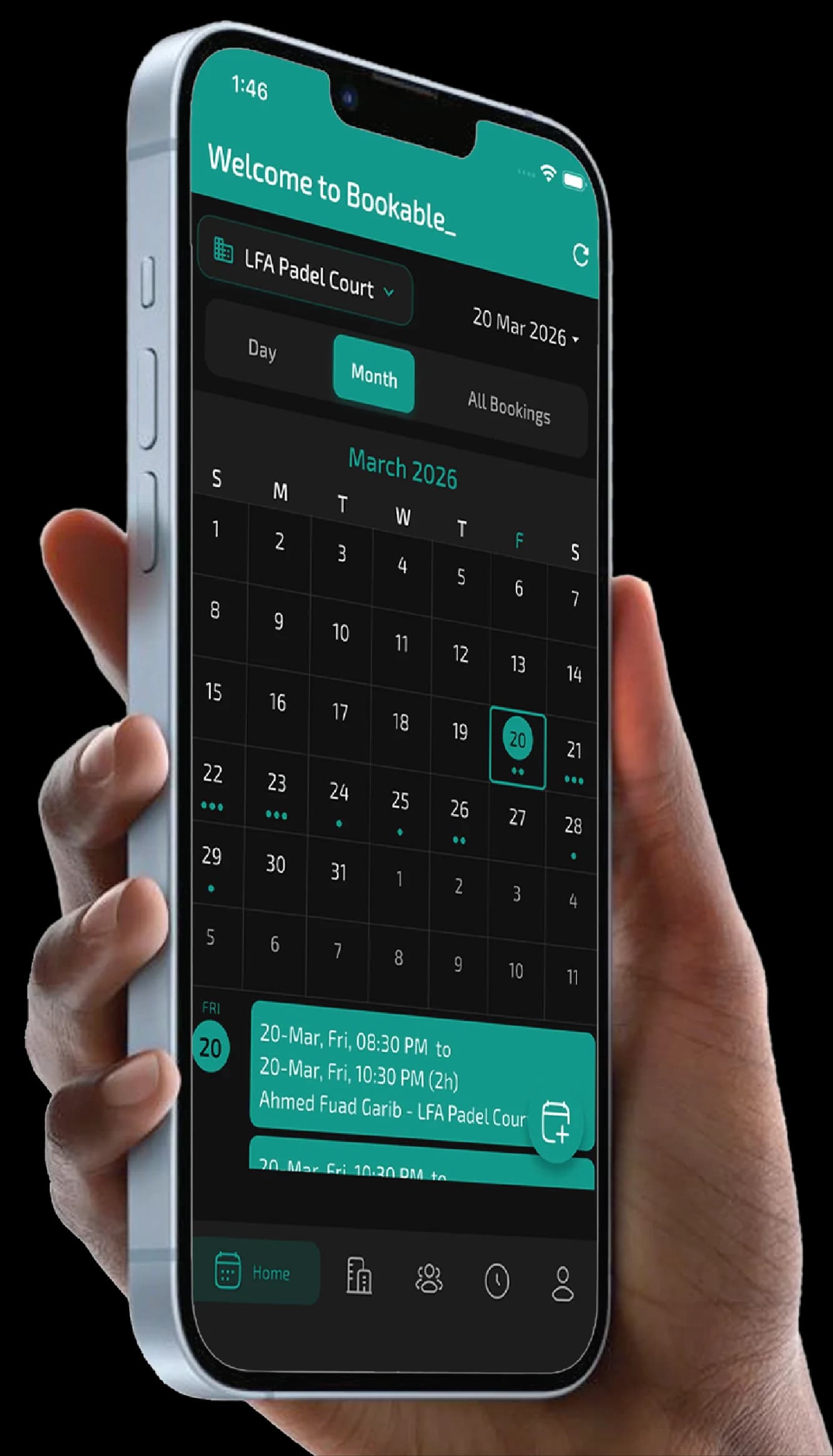 Bookable app — court booking for sports facilities
